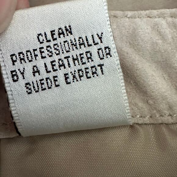 Womens VTG 90s Paul Harris Design Light Brown Tan Suede Leather Mini Skirt 8 - Picture 6 of 6